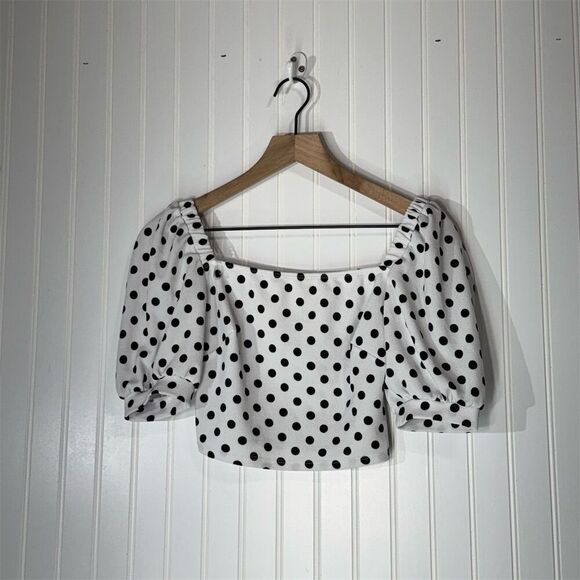 Charlotte Russe Tops - Charlotte Russe Polka Dot Puff Sleeve Crop Top S Retro Coquette Y2K
